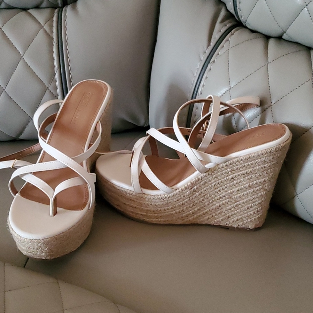 White wedge sandals